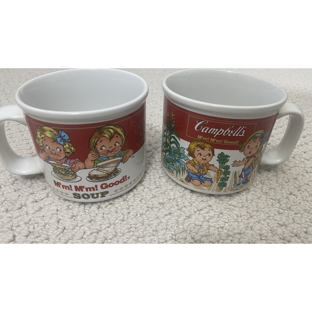 Set Of 2 Campbell's Soup Mugs 99 Collectors M'm! M'm! Good Vegetable Garden Kids